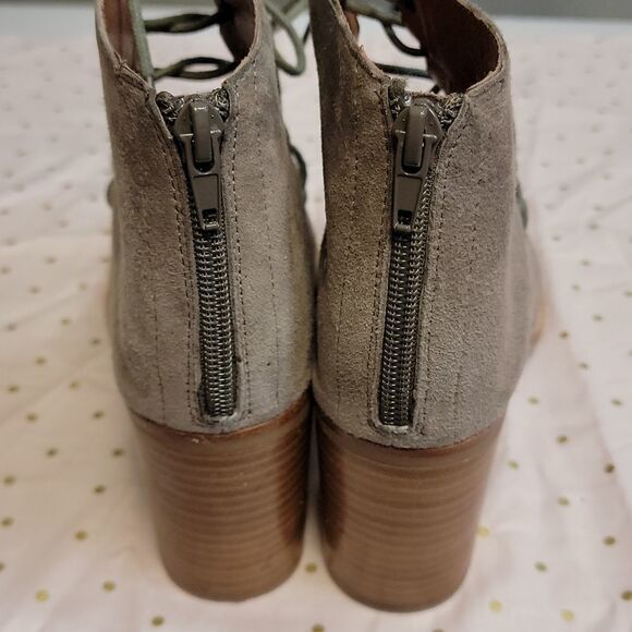 Jeffery Campbell Cors Taupe Suede Lace Peep Toe Booties Size 8 - Picture 6 of 9